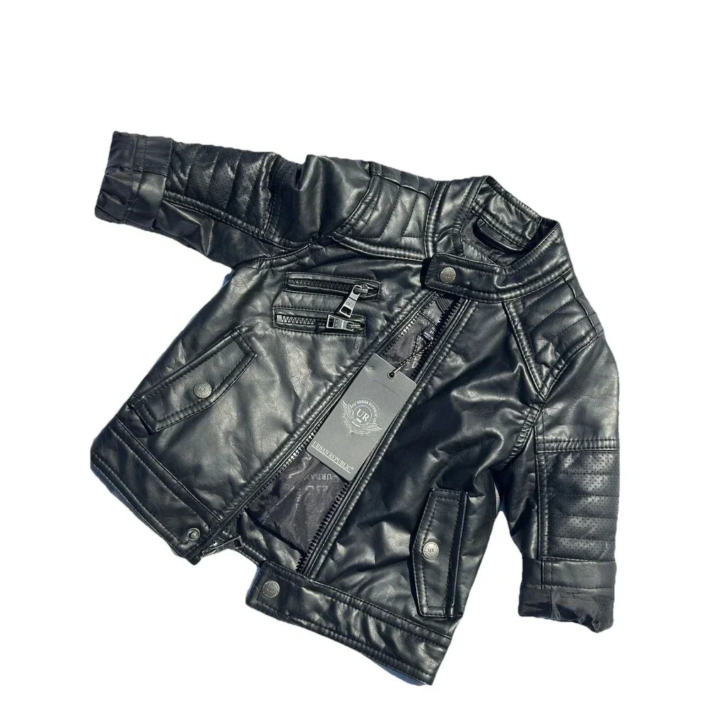 Urban Republic Kids 2T Black Faux Leather Moto Jacket NWT Motorcycle